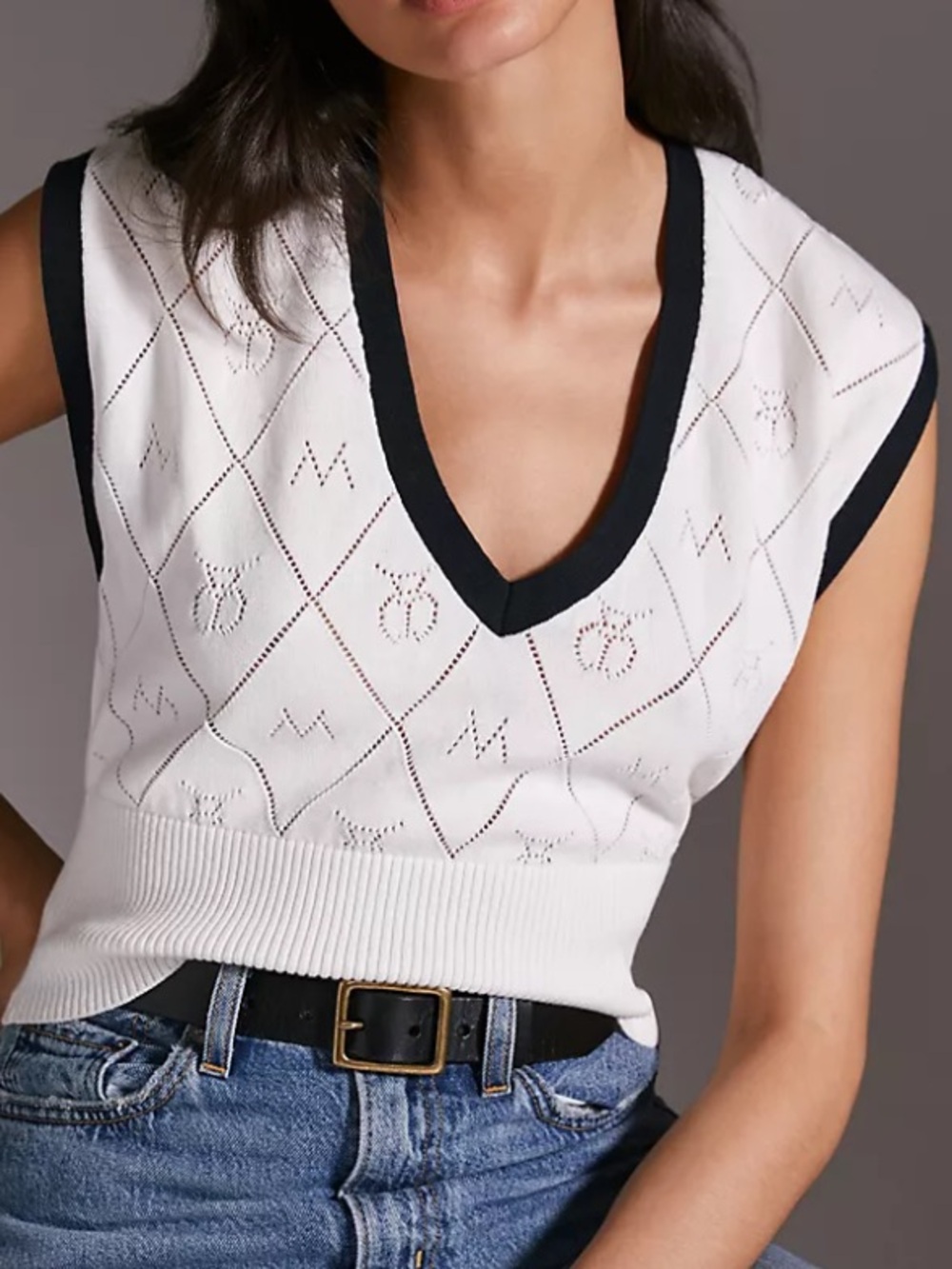 MAEVE Anthropologie
Women's V-neck Pullover Vest
White/Navy Blue Trim Size L - Picture 6 of 16